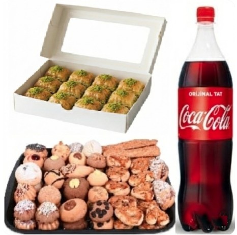 1 kg Kuru Pasta + 1 kg Fıstıklı Baklava + 1 Litre Kola Menüsü Uşak pasta