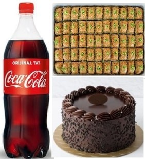 Çay Saati ve Kutlama Paketi Pasta Baklava ve Cola Seti Uşak pasta